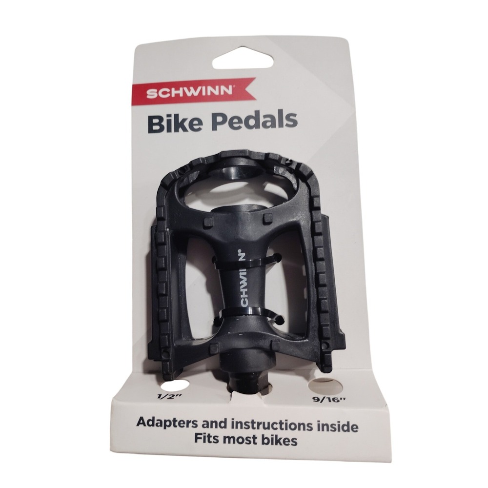 Schwinn Bike Pedals Black Universal Fit with 1/2 and 9/16 Adapters SW80246 NEW